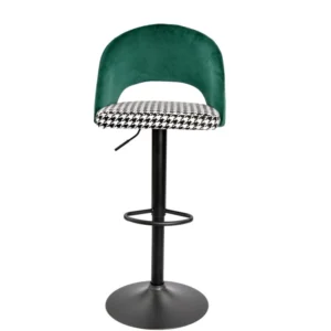 mobiliario-contract-taburete teide regulable metal negro tapizado verde con pata de gallo 3 2